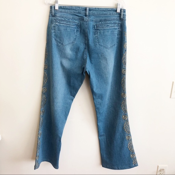 Vintage Cache Embroidered Flare Denim Jeans 12 - Picture 4 of 8